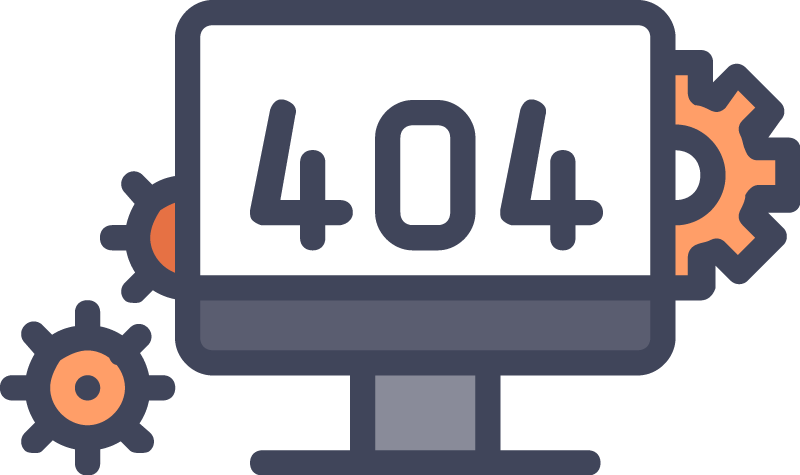 Illustration av den datorskärn där det står 404
